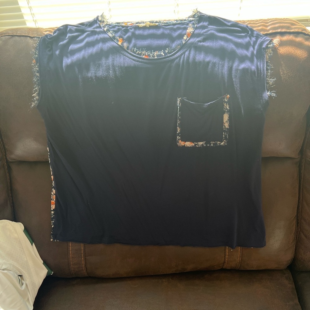 Mystree Navy and Floral Lace Top